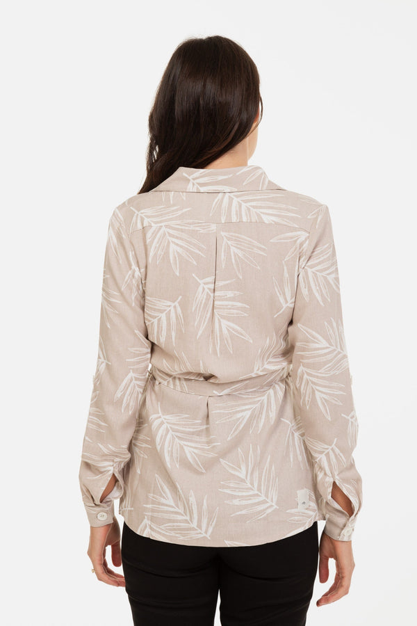 Těhotenská a kojicí košile se vzorem - béžová