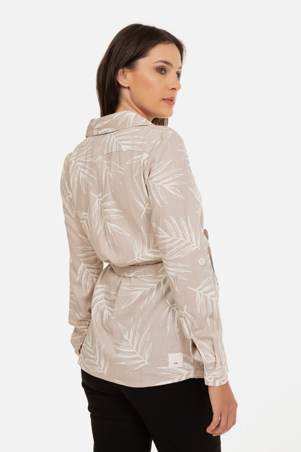 Těhotenská a kojicí košile se vzorem - béžová