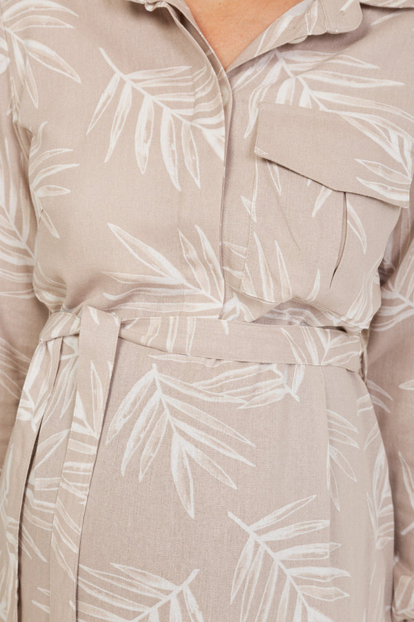 Těhotenská a kojicí košile se vzorem - béžová