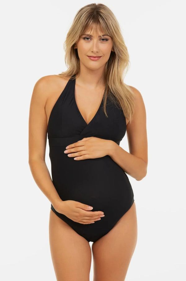 Těhotenské a kojici plavky v tmavě modré