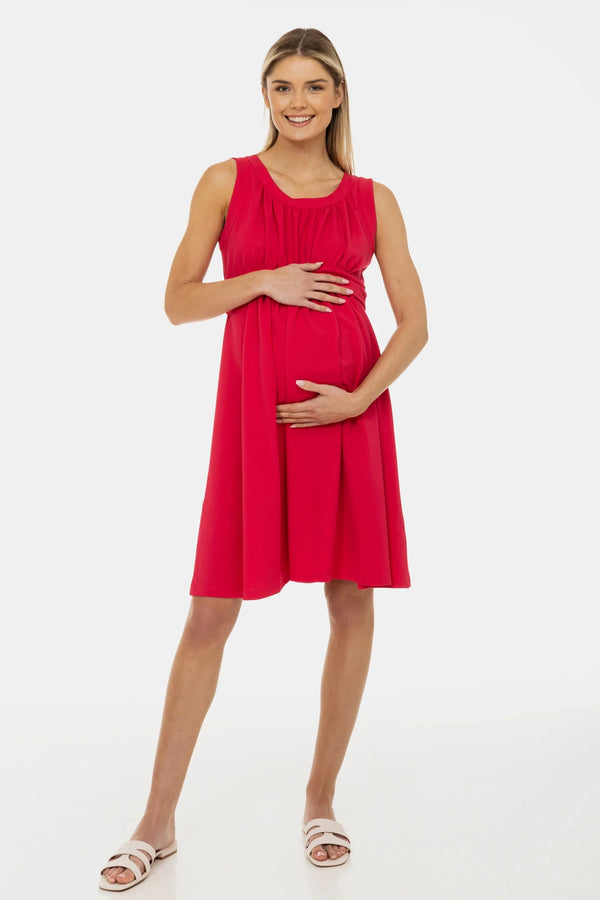 Elegantní těhotenské šaty s nabíráním - cyklámenové