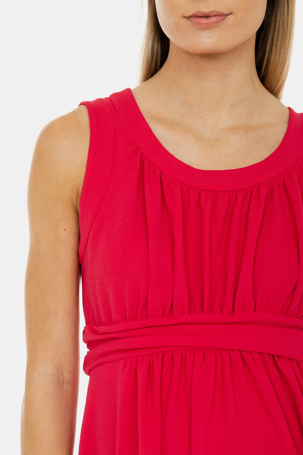 Elegantní těhotenské šaty s nabíráním - cyklámenové