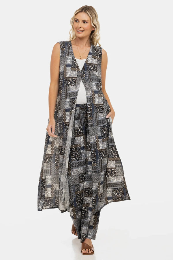 Plážový těhotenský kaftan s geometrickým vzorem