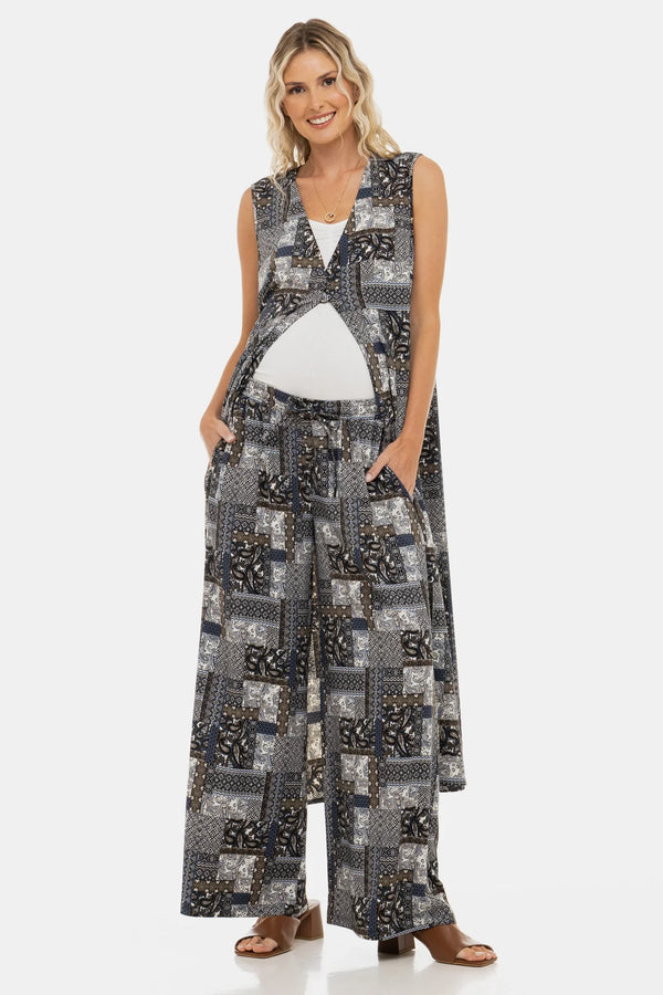 Plážový těhotenský kaftan s geometrickým vzorem