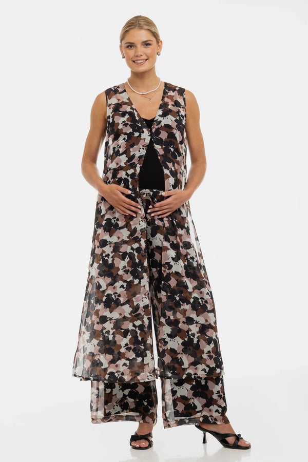 Těhotenský kaftan ze šifonu s květinovým vzorem