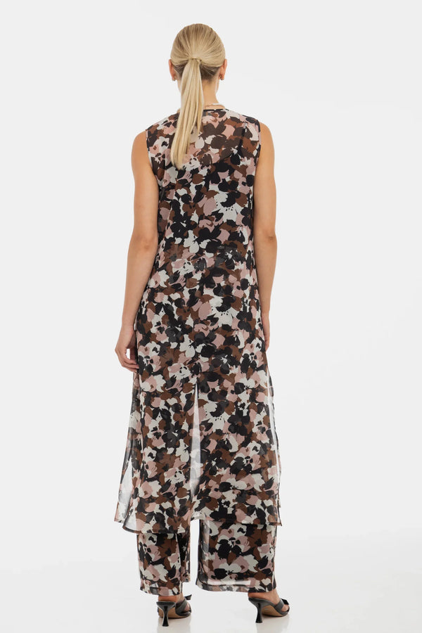 Těhotenský kaftan ze šifonu s květinovým vzorem