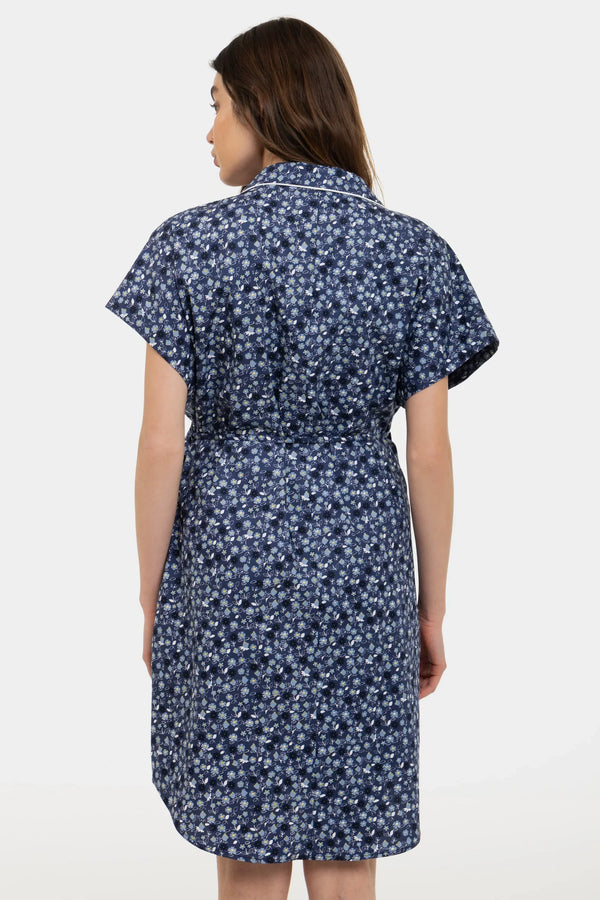 Bavlněná těhotenská a kojící noční košile s květinovým vzorem