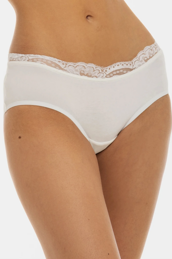 Bavlněné těhotenské bikiny s krajkou - ecru