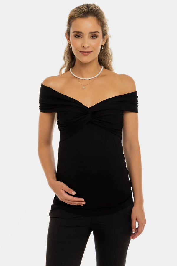 Elegantní těhotenský top s uzlem – černý