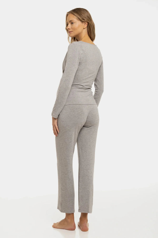 Těhotenské a kojicí pyžamo – šedý melír
