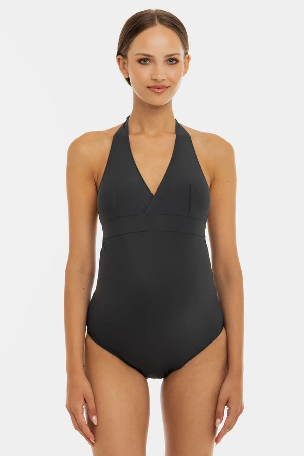 Těhotenské a kojicí jednodílné plavky – grafitové