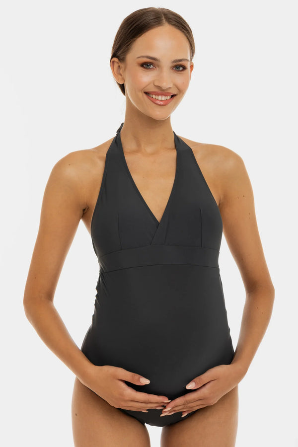 Těhotenské a kojicí jednodílné plavky – grafitové