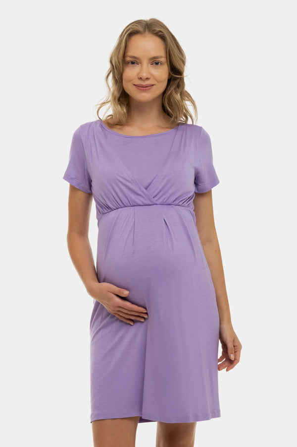 Těhotenská a kojící noční košile - fialová