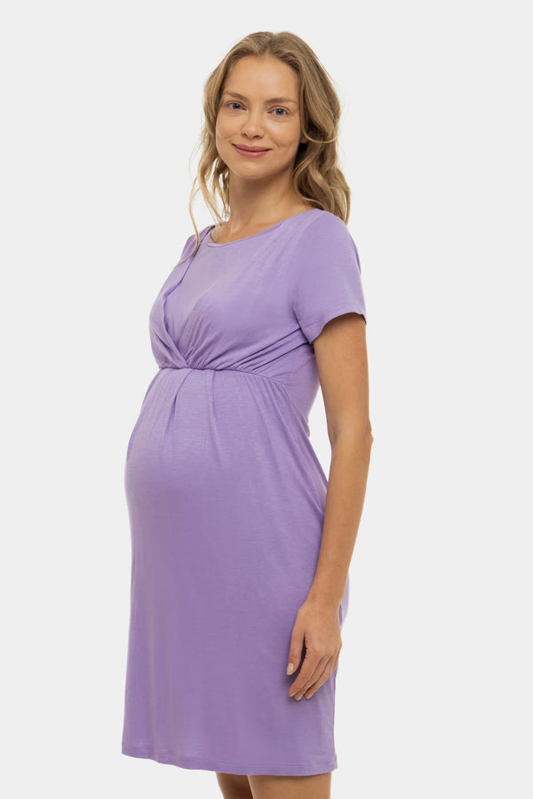 Těhotenská a kojící noční košile - fialová