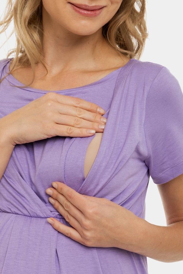 Těhotenská a kojící noční košile - fialová