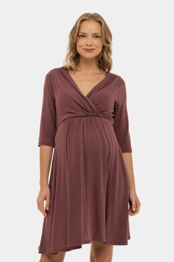 Elegantní těhotenské a kojící šaty - starorůžová
