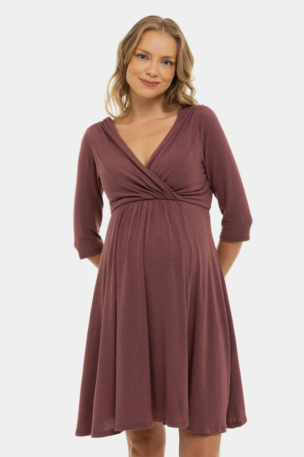 Elegantní těhotenské a kojící šaty - starorůžová