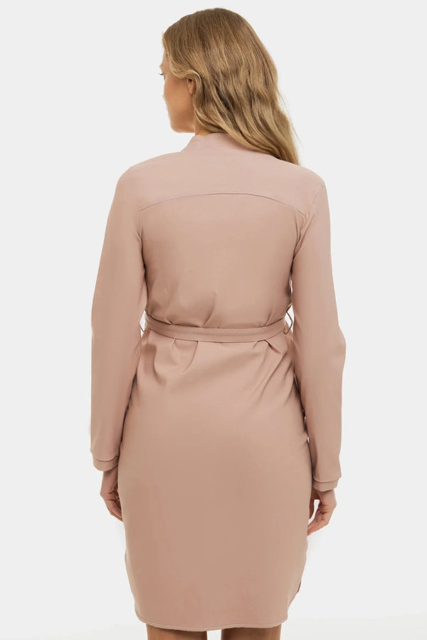 Elastické těhotenské a kojící šaty - pudrové barvě