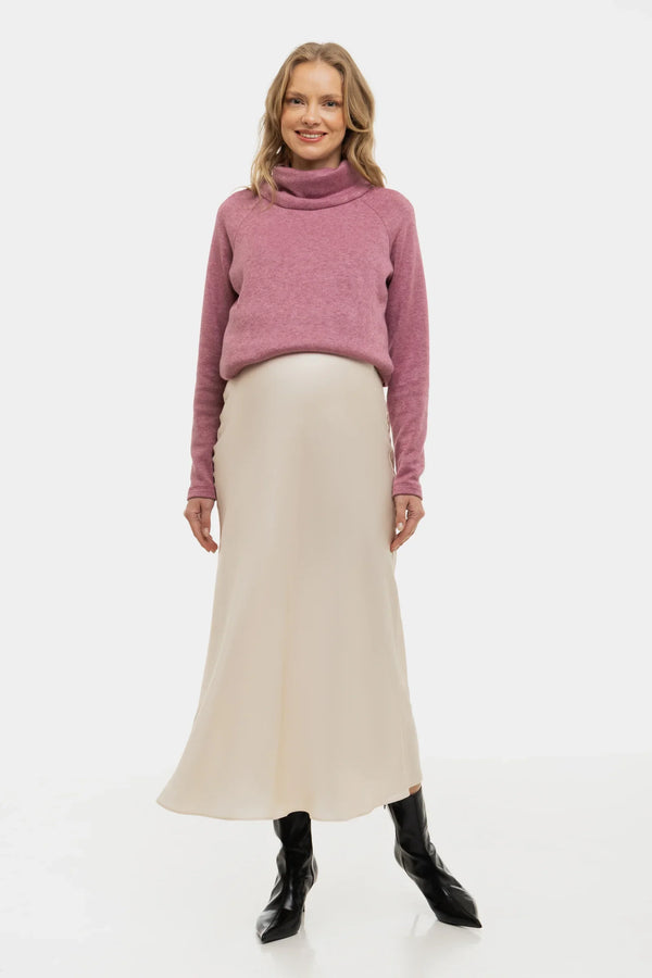 Pletený těhotenský a kojicí svetr – popelavě růžová