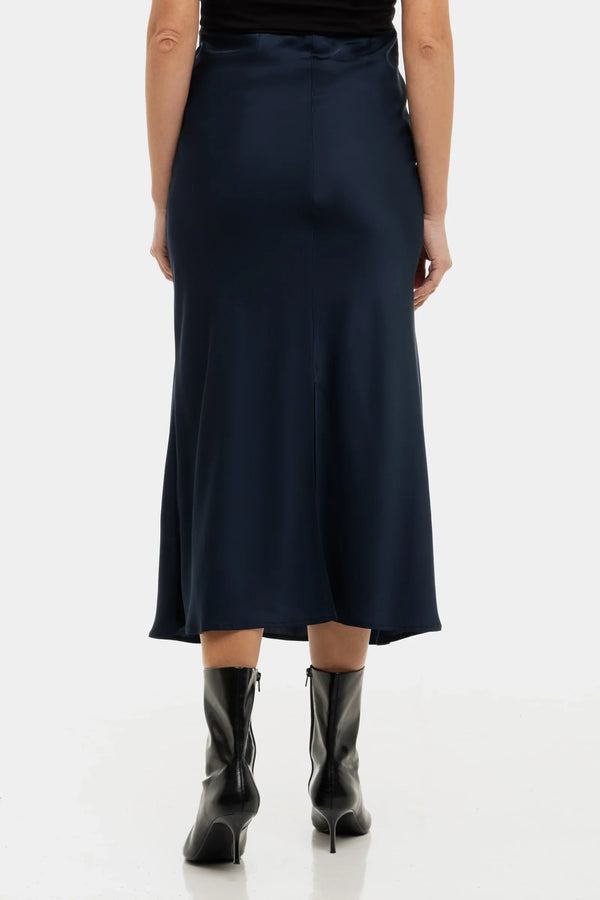 Saténová těhotenská sukně - tmavě modrá