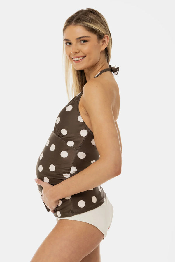 Těhotenské dvoudílné plavky s puntíky