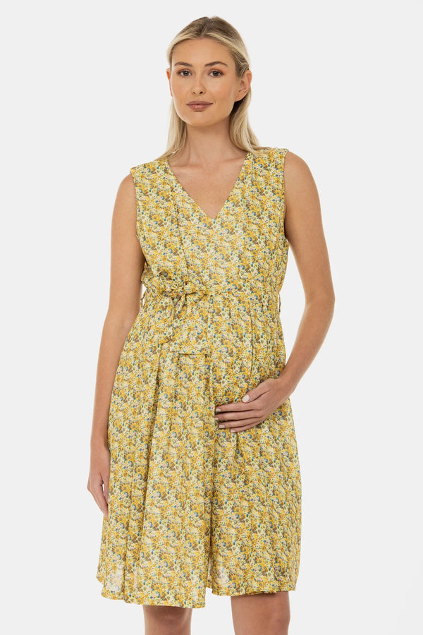 Těhotenské a kojicí šaty s páskem – květinový vzor