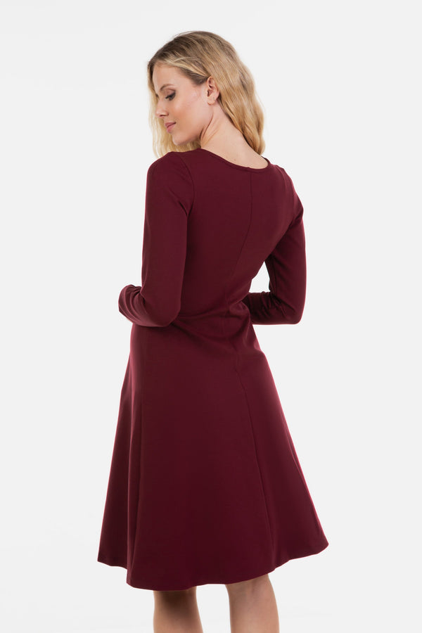 Elegantní těhotenské a kojící šaty - vínová