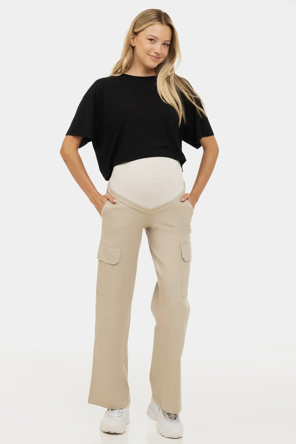 Měkký těhotenský crop top z modalu - černý