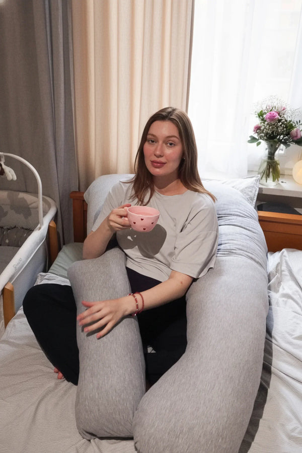 Těhotenský a kojicí polštář 3 v 1 – šedý