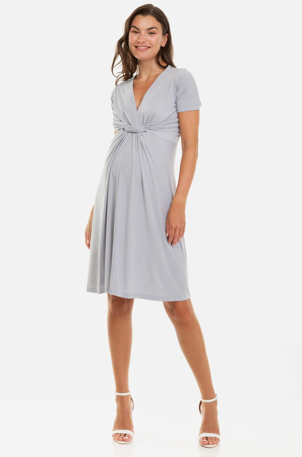 Elegantní těhotenské šaty s předním uzlem