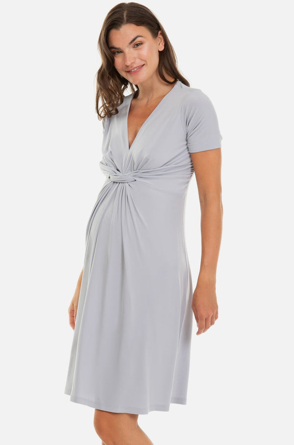 Elegantní těhotenské šaty s předním uzlem