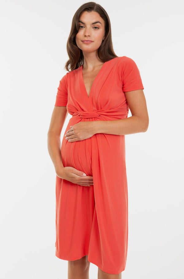 Elegantní těhotenské šaty s předním uzlem