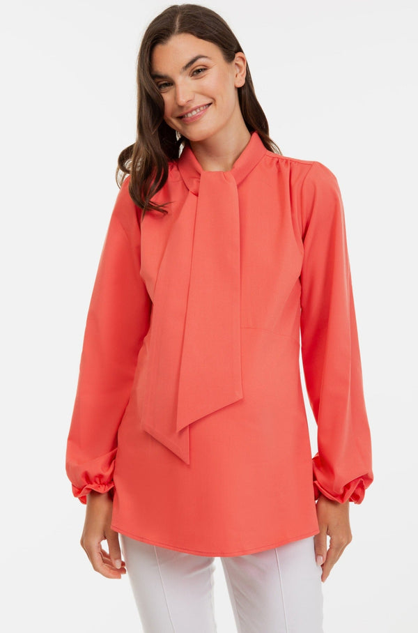 Těhotenský a kojící top s vázačkou na límci