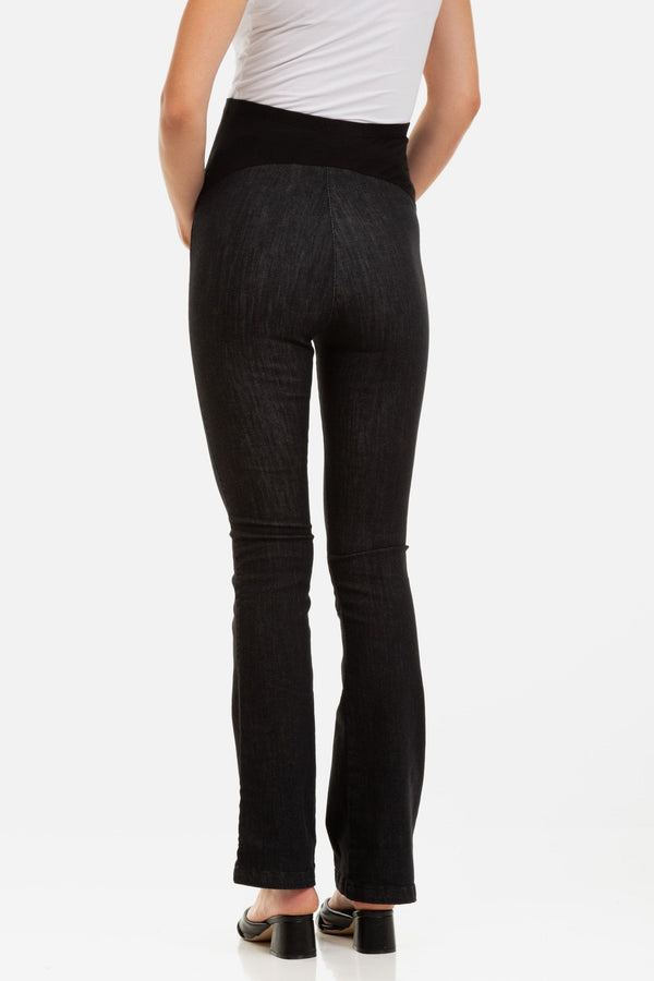 Bootcut těhotenské džíny v černé barvě