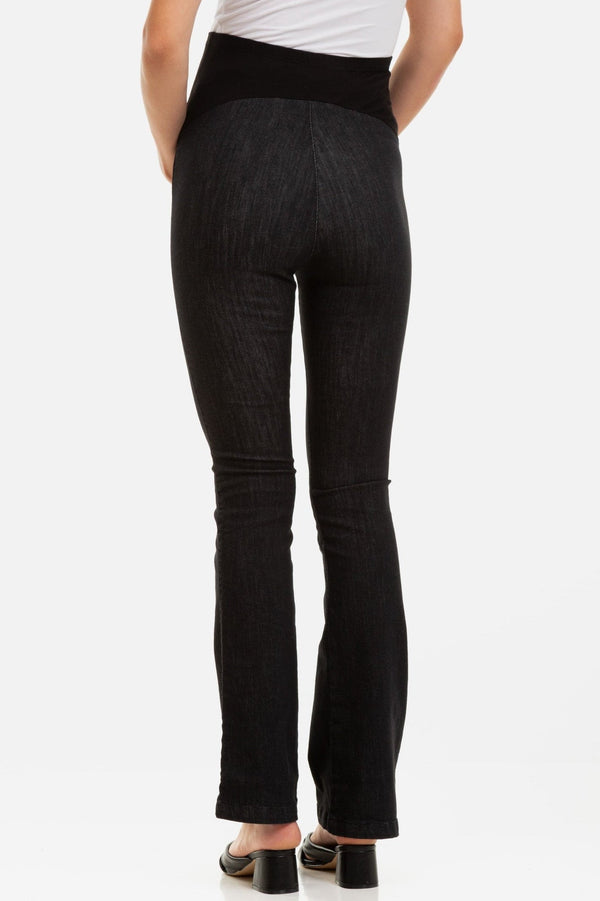 Bootcut těhotenské džíny v černé barvě