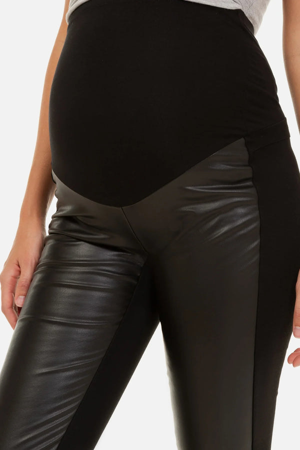 Těhotenské legíny z imitace kůže