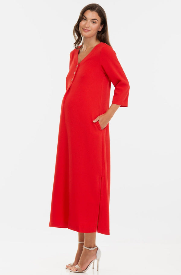 Dlouhé těhotenské a kojící šaty s rozparkem