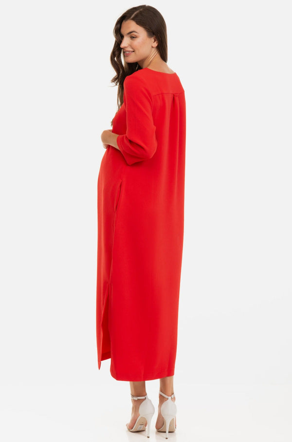 Dlouhé těhotenské a kojící šaty s rozparkem