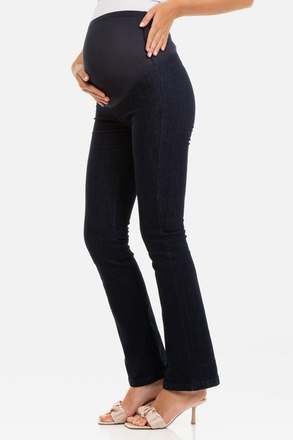 Bootcut těhotenské džíny v tmavě modré barvě