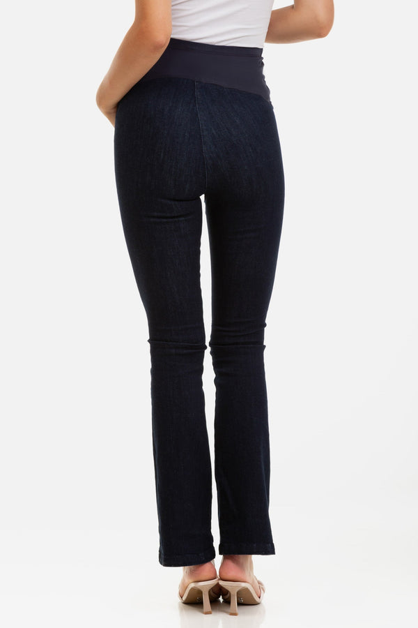 Bootcut těhotenské džíny v tmavě modré barvě