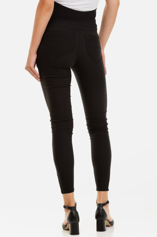 Vypasované elastické těhotenské kalhoty - černé