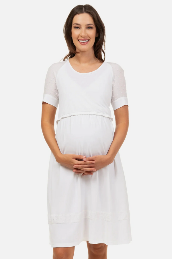 Těhotenské a kojící šaty s s tečkovanými prvky