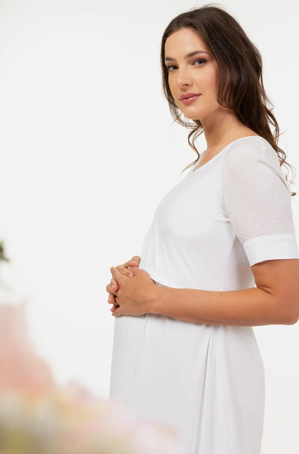 Těhotenské a kojící šaty s s tečkovanými prvky