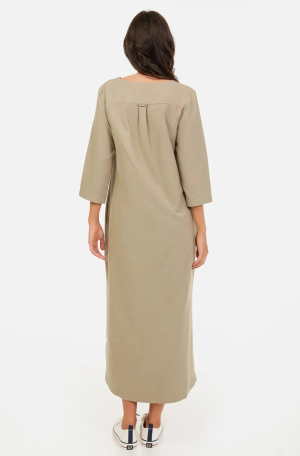 Midi těhotenské a kojicí šaty - khaki