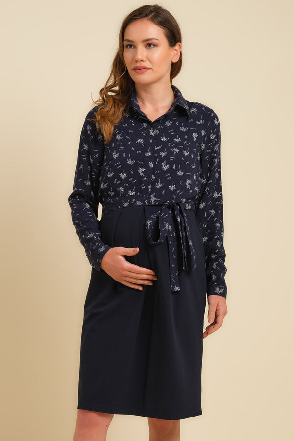 Těhotenské a kojicí šaty s potištěným horním dílem