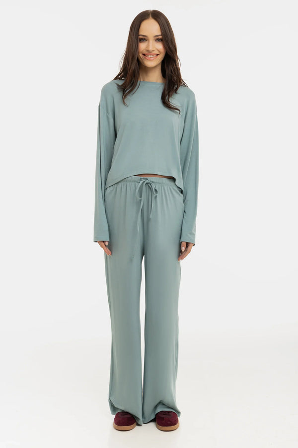 Měkké těhotenské kalhoty s rozšířenými nohavicemi z modalu – šalvěj