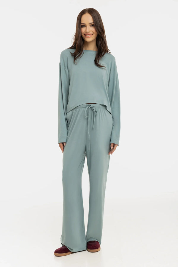 Měkké těhotenské kalhoty s rozšířenými nohavicemi z modalu – šalvěj