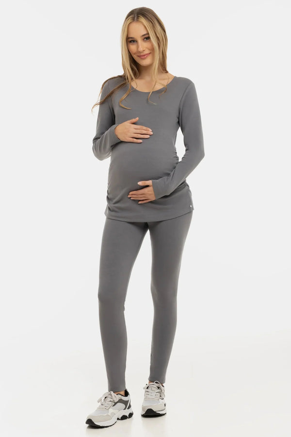 Bavlněné těhotenské legíny – šedé