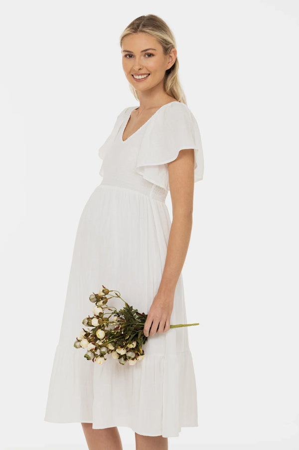 Těhotenské svatební šaty se žabičkováním