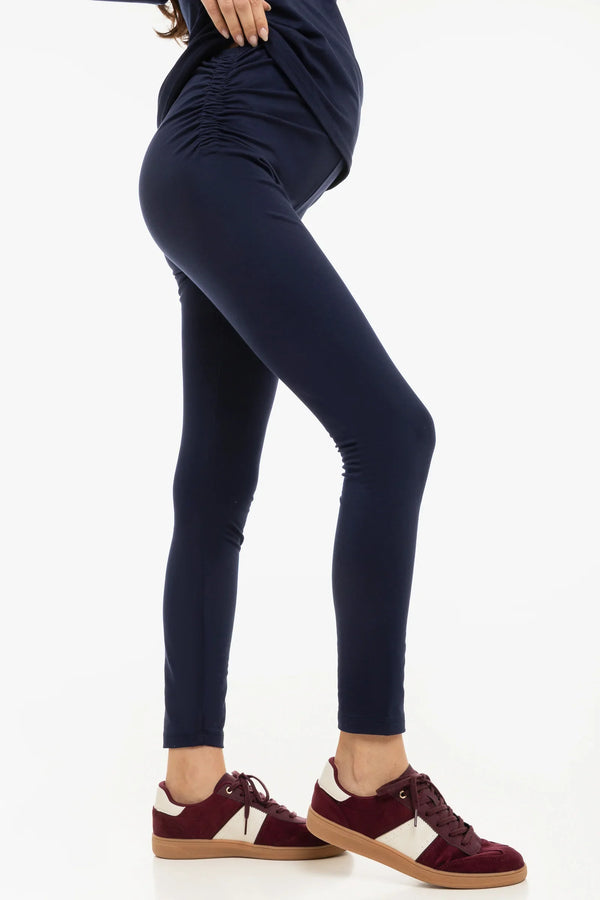Bavlněné těhotenské legíny – tmavě modré